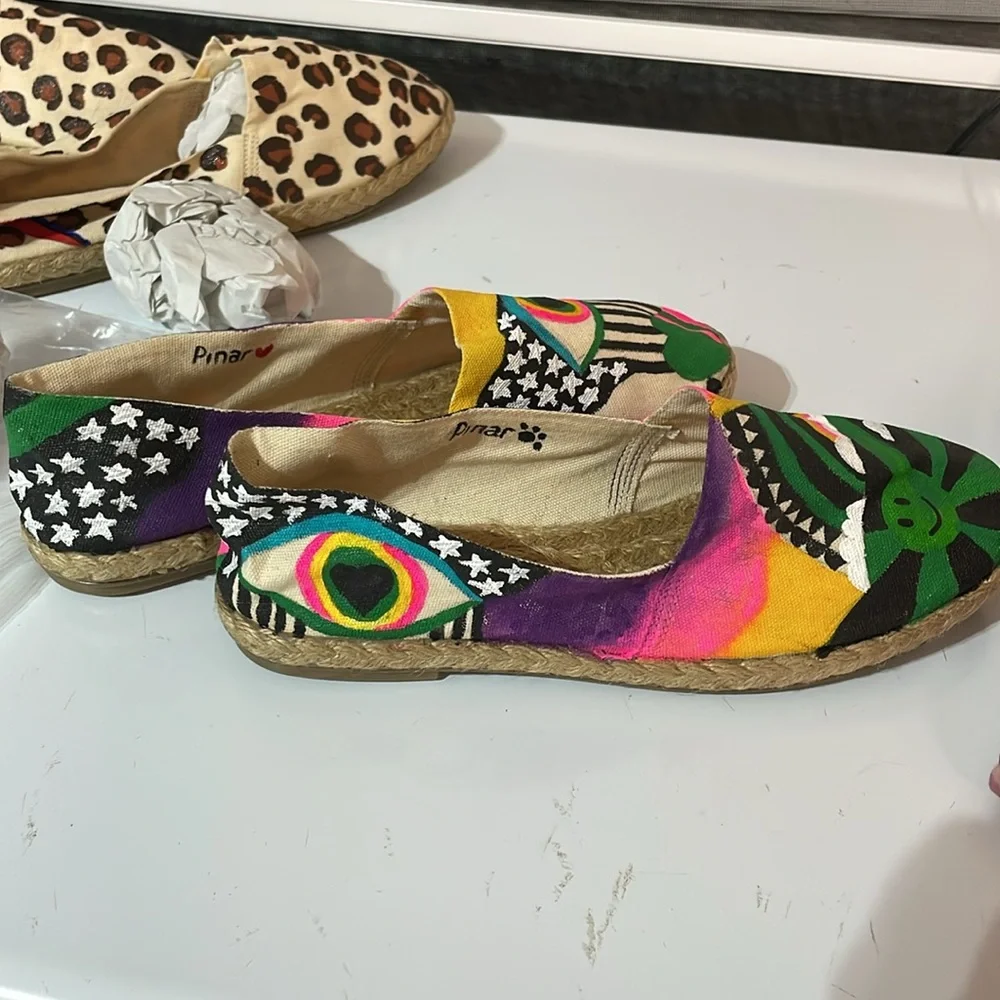 Colorful hand painted espadrille